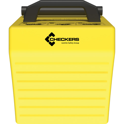 Cale de roue ultra-robuste pour l'exploitation mini&egrave;re Checkers Safety, PEHD, Jaune, 14-1/2" la x 17-1/2" p x 16" h Pryde Industrial Inc.