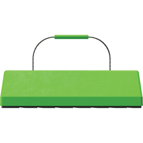 Cale de roue pour avion Checkers Safety SafeRay avec poign&eacute;e &agrave; c&acirc;ble & patin en caoutchouc, Ur&eacute;thane, Vert fluorescent, 24" la x 8" p x 6" h Pryde Industrial Inc.