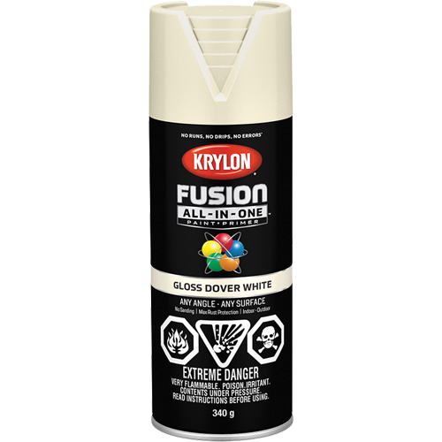 Peinture &agrave; pulv&eacute;riser tout en un Fusion, Blanc Dover, Brillant, 12 oz, Canette a&eacute;rosol Pryde Industrial Inc.