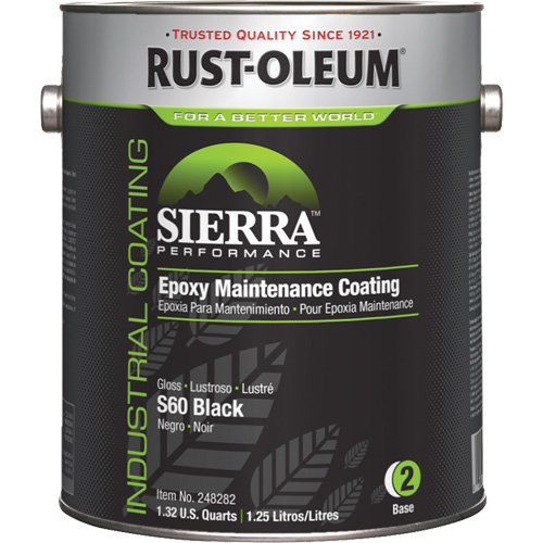 Rev&ecirc;tement dentretien &eacute;poxydique &agrave; base deau Sierra S60 Partie 2 Couche de fond, Gallon, Noir Pryde Industrial Inc.