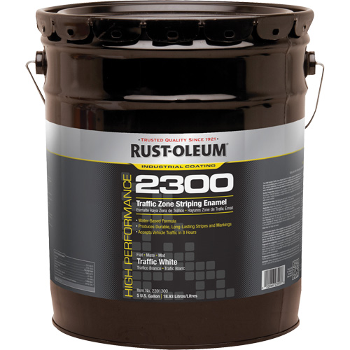 High-Performance 2300 System Traffic Zone Striping Paint, White, 5 gal., Pail Pryde Industrial Inc.