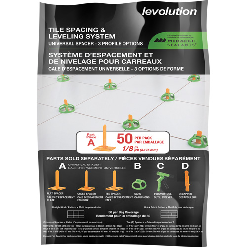 Cales d'espacement universelles Miracle Sealants Levolution Pryde Industrial Inc.