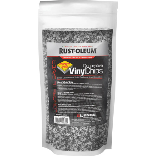 Concrete Saver&reg; Decorative Vinyl Chips, 0.5 kg, Bag, Black/White/Gray Blend Pryde Industrial Inc.