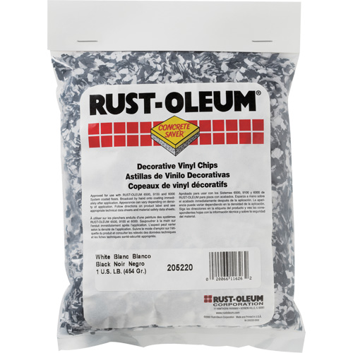 Concrete Saver&reg; Decorative Vinyl Chips, 0.5 kg, Bag, Black/White Blend Pryde Industrial Inc.