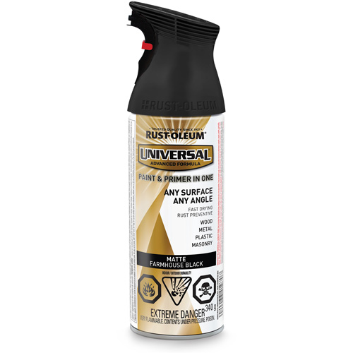Universal&reg; Enamel Paint & Primer In One, Farmhouse Black, Matte, Aerosol Can Pryde Industrial Inc.