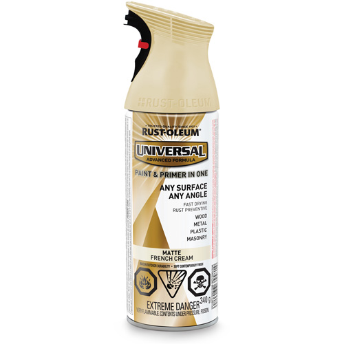 Universal&reg; Enamel Paint & Primer In One, French Cream White, Matte, Aerosol Can Pryde Industrial Inc.