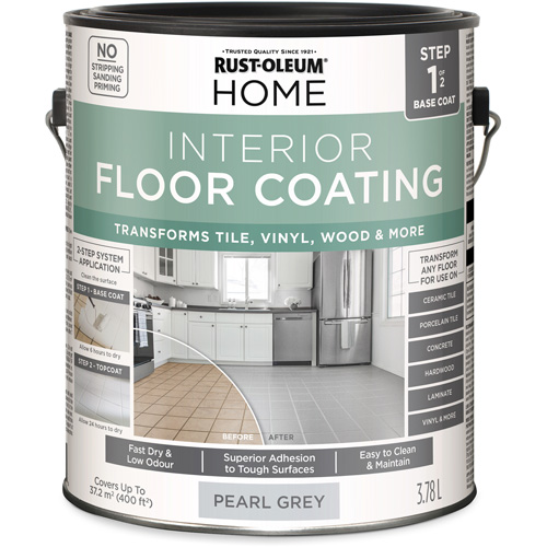 Home Interior Floor Coating System Base Coat, 3.78 L, Water-Based, Very Flat, Grey Pryde Industrial Inc.