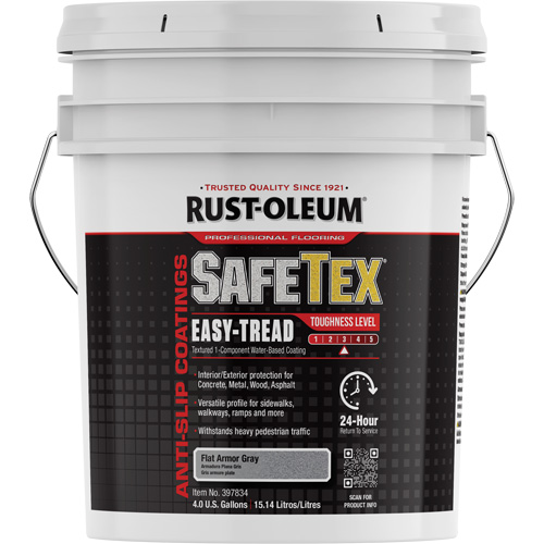SafeTex&reg; Easy-Tread Acrylic Coating, 4 gal., Water-Based, Flat/Textured, Grey Pryde Industrial Inc.