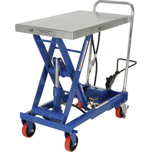 Pneumatic Hydraulic Scissor Lift Table, Steel, 32-1/2" L x 19-3/4" W, 1000 lbs. Cap. Pryde Industrial Inc.