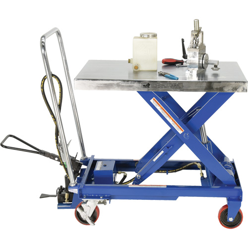 Pneumatic Hydraulic Scissor Lift Table, Steel, 32-1/2" L x 19-3/4" W, 1000 lbs. Cap. Pryde Industrial Inc.