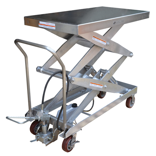 Pneumatic Hydraulic Scissor Lift Table, Stainless Steel, 47-1/4" L x 24" W, 1500 lbs. Cap. Pryde Industrial Inc.