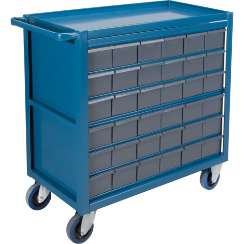 Drawer Shelf Cart, 1200 lbs. Capacity, Steel, 18" x W, 35" x H, 36" D, Rubber Wheels, All-Welded, 36 Drawers Pryde Industrial Inc.