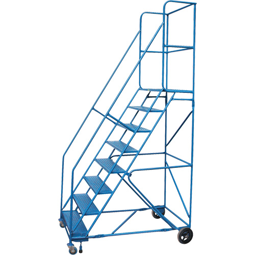 CSA-Certified Rolling Step Ladder with Locking Step, 8 Steps, 30" Step Width, 72" Platform Height, Steel Pryde Industrial Inc.