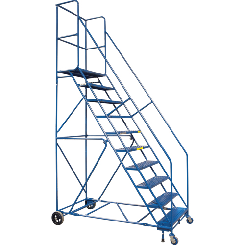 Escabeau roulant certifi&eacute; par la CSA avec pied verrouillable, 10 marches, Largeur de la marche 30", Hauteur de la plateforme 89", Acier Pryde Industrial Inc.