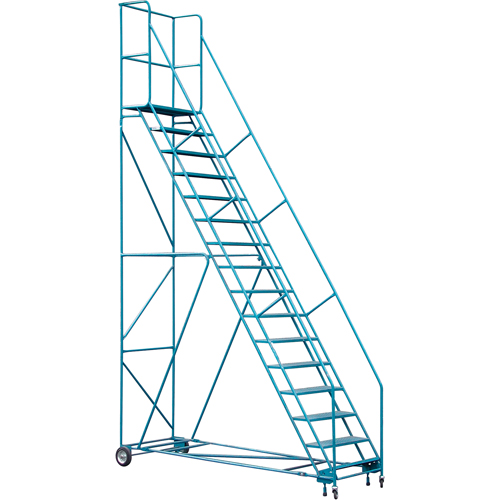 CSA-Certified Rolling Step Ladder with Locking Step, 16 Steps, 30" Step Width, 144" Platform Height, Steel Pryde Industrial Inc.