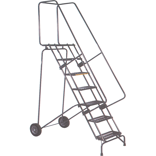 Fold-N-Store Rolling Ladders, 12 Steps, Perforated, 120" High Pryde Industrial Inc.