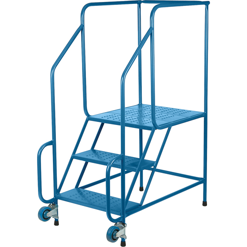 Tilt-N-Roll Ladders, Steel, 3 Steps, 22" Wide, 24" D x 27" H Top Step Pryde Industrial Inc.