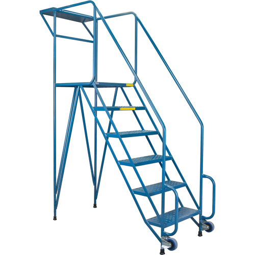 Mechanics/Maintenance Rolling Ladder, Steel, 6 Steps, 57" Platform Height Pryde Industrial Inc.