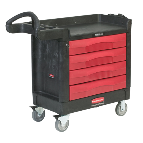 Trademaster Mobile Cabinets & Work Centres, 4 Drawers, 40-5/8" L x 18-7/8" W x 38-3/8" H, Black Pryde Industrial Inc.