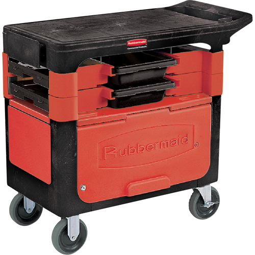 Trades Carts With Lockable Cabinet, 2 Drawers, 38" L x 19-1/4" W x 33-3/8" H, Black Pryde Industrial Inc.