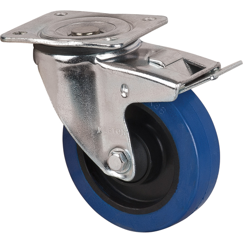 Blue Caster, Swivel with Brake, 5" (127 mm), Rubber, 400 lbs. (181 kg.) Pryde Industrial Inc.