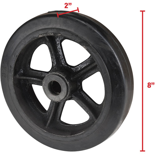 Mold-On Rubber Wheel, 8" (203 mm) Dia. x 2" (51 mm) W, 400 lbs. (181 kg.) Capacity Pryde Industrial Inc.