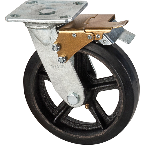 Roulette moul&eacute;, Pivotant avec frein, 8" (203,2 mm), Caoutchouc, 660 lb (299 kg) Pryde Industrial Inc.