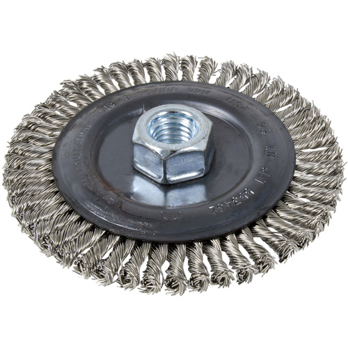 Stringer Bead Brush, 5" Dia., 0.022" Fill, 5/8"-11 Arbor, Stainless Steel Pryde Industrial Inc.
