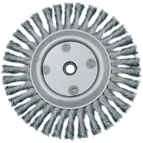 Knot Twisted Wire Wheel, 6" Dia., 0.02" Fill, 5/8"-1/2 Arbor, Steel Pryde Industrial Inc.