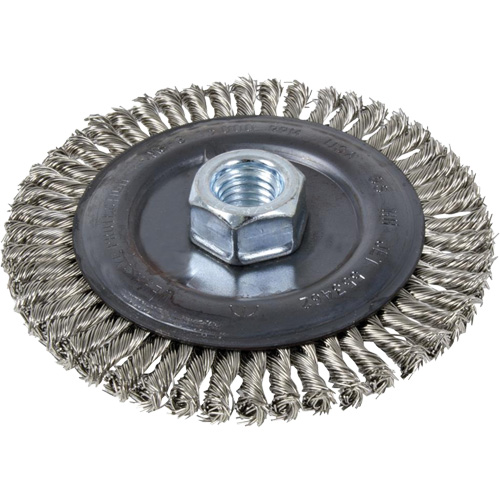 Brosse pour cordon de soudure, Dia. 4", Fils 0,022", Arbre 5/8"-11, Acier inoxydable Pryde Industrial Inc.