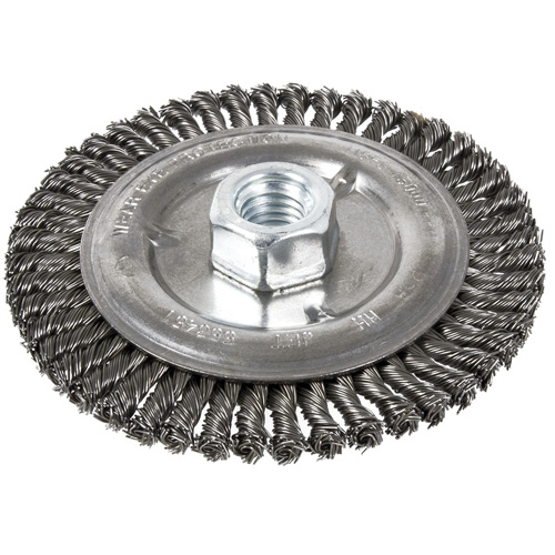 Brosse pour cordon de soudure, Dia. 5", Fils 0,022", Arbre 5/8"-11, Acier Pryde Industrial Inc.