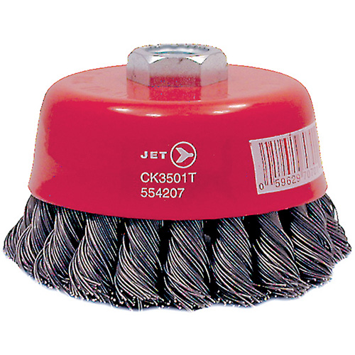 Brosse boisseau &agrave; fils nou&eacute;s torsad&eacute;s haute performance CK3501T, Dia. 3-1/2", Fils 0,02", Arbre 5/8"-11, Acier Pryde Industrial Inc.