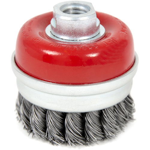Brosse boisseau &agrave; fils li&eacute;s et nou&eacute;s &agrave; haute performance, 3" dia. x 5/8"-11 arbre Pryde Industrial Inc.