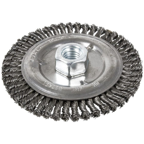 Brosse pour cordon de soudure, Dia. 6", Fils 0,022", Arbre 5/8"-11, Acier Pryde Industrial Inc.