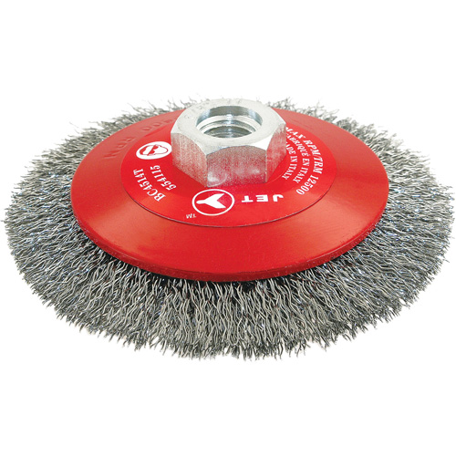 Brosse conique biseaut&eacute;e &agrave; fils sertis, haute performance, Dia. 4-1/2", Fils 0,014", Arbre 5/8"-11, Acier Pryde Industrial Inc.