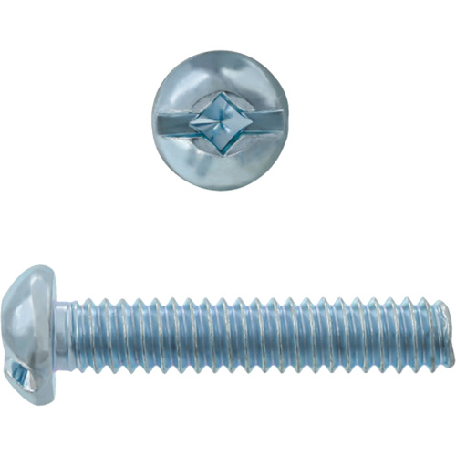 Round Square/Slot HD Machine Screws, #6 x 3" L, Zinc Plated Pryde Industrial Inc.