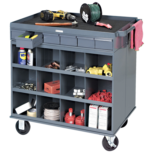 Poste de travail &agrave; deux c&ocirc;t&eacute;s mobile et robuste, 1200 lb Capacit&eacute;, Acier, 34" x la, 34" x ha, 24" p, Enti&egrave;rement soud&eacute;, 6 tirroirs Pryde Industrial Inc.