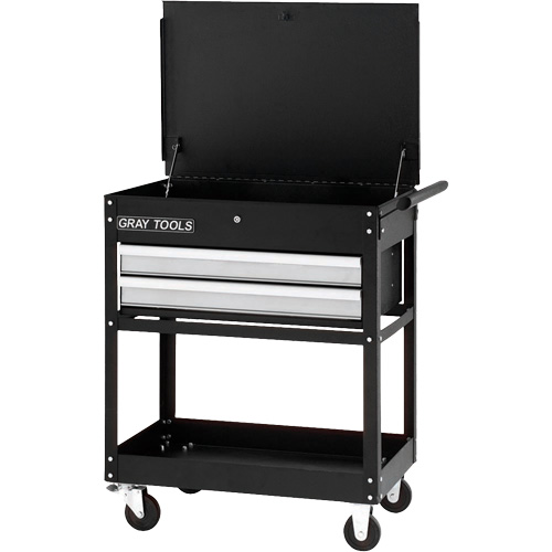 Chariot utilitaire, 2 tiroirs, 30-1/4" lo x 19" la x 35-3/4" h, Noir Pryde Industrial Inc.