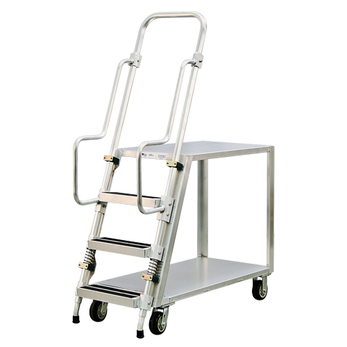 Chariot de pr&eacute;paration en aluminium avec &eacute;chelle, Aluminium, 22" la x 51-1/2" p, 2 tablettes, Capacit&eacute; 800 lb Pryde Industrial Inc.