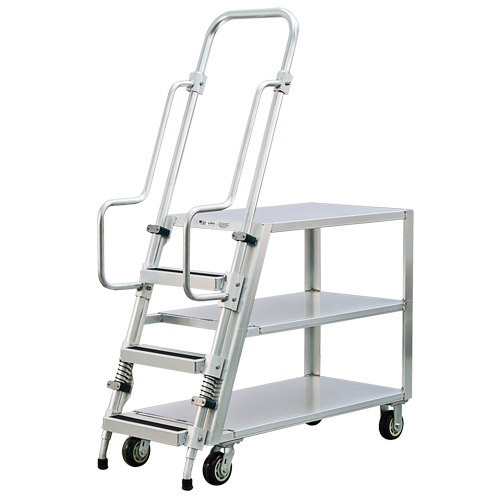Chariot de pr&eacute;paration en aluminium avec &eacute;chelle, Aluminium, 22" la x 51-1/2" p, 3 tablettes, Capacit&eacute; 800 lb Pryde Industrial Inc.