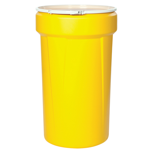 Baril emboîtable en poly&eacute;thyl&egrave;ne, 55 gal. US (45 gal. imp.), Dessus ouvert, Jaune Pryde Industrial Inc.