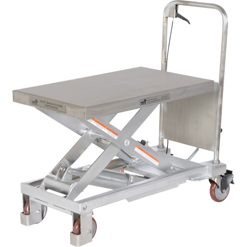 Manual Hydraulic Scissor Lift Table, 32-1/2" L x 19-1/2 W, Partial Stainless Steel, 1000 lbs. Capacity Pryde Industrial Inc.
