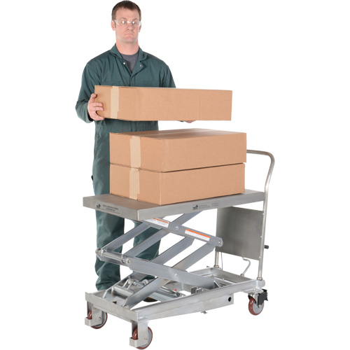 Manual Hydraulic Scissor Lift Table, 35-1/2" L x 20" W, Partial Stainless Steel, 800 lbs. Capacity Pryde Industrial Inc.