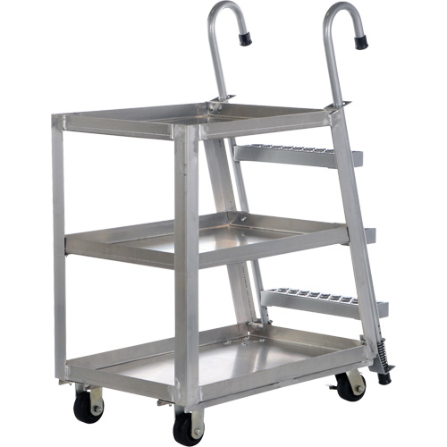 Chariot de pr&eacute;l&egrave;vement de stock, Aluminium, 21-7/8" la x 40" p, 3 tablettes, Capacit&eacute; 660 lb Pryde Industrial Inc.