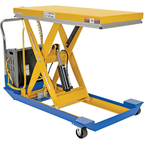 DC Powered & Manual Scissor Lift Table, Steel, 48" L x 24" W, 1000 lbs. Capacity Pryde Industrial Inc.