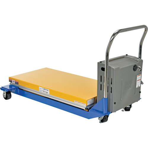 DC Powered & Manual Scissor Lift Table, Steel, 48" L x 24" W, 1000 lbs. Capacity Pryde Industrial Inc.