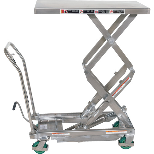 Manual Hydraulic Scissor Lift Table, 36-1/4" L x 19-3/8" W, Stainless Steel, 600 lbs. Capacity Pryde Industrial Inc.