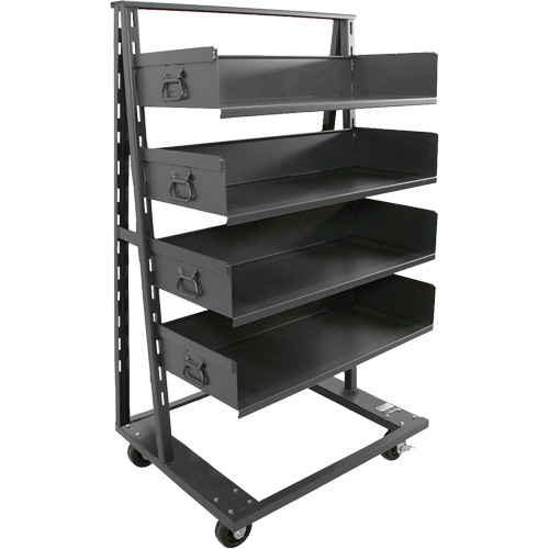 Single-Sided Heavy Duty A-Frame Cart with 4 Large Trays, 38" x 25" x 63", 2500 lbs. Capacity Pryde Industrial Inc.