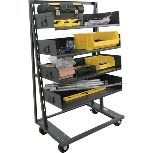 Single-Sided Heavy Duty A-Frame Cart with 4 Large Trays, 38" x 25" x 63", 2500 lbs. Capacity Pryde Industrial Inc.