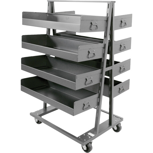 Double-Sided Heavy Duty A-Frame Cart with 8 Large Lipped Trays, 38" x 30" x 63", 2500 lbs. Capacity Pryde Industrial Inc.